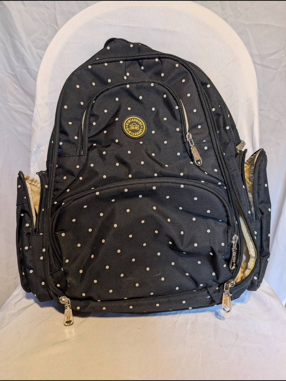 Qimiaobaby Black Polka Dot Baby Bag Backpack